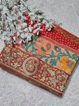 Buy Bandhani Style Pure Kaddhi Georgette Pila Chunri Kcpc