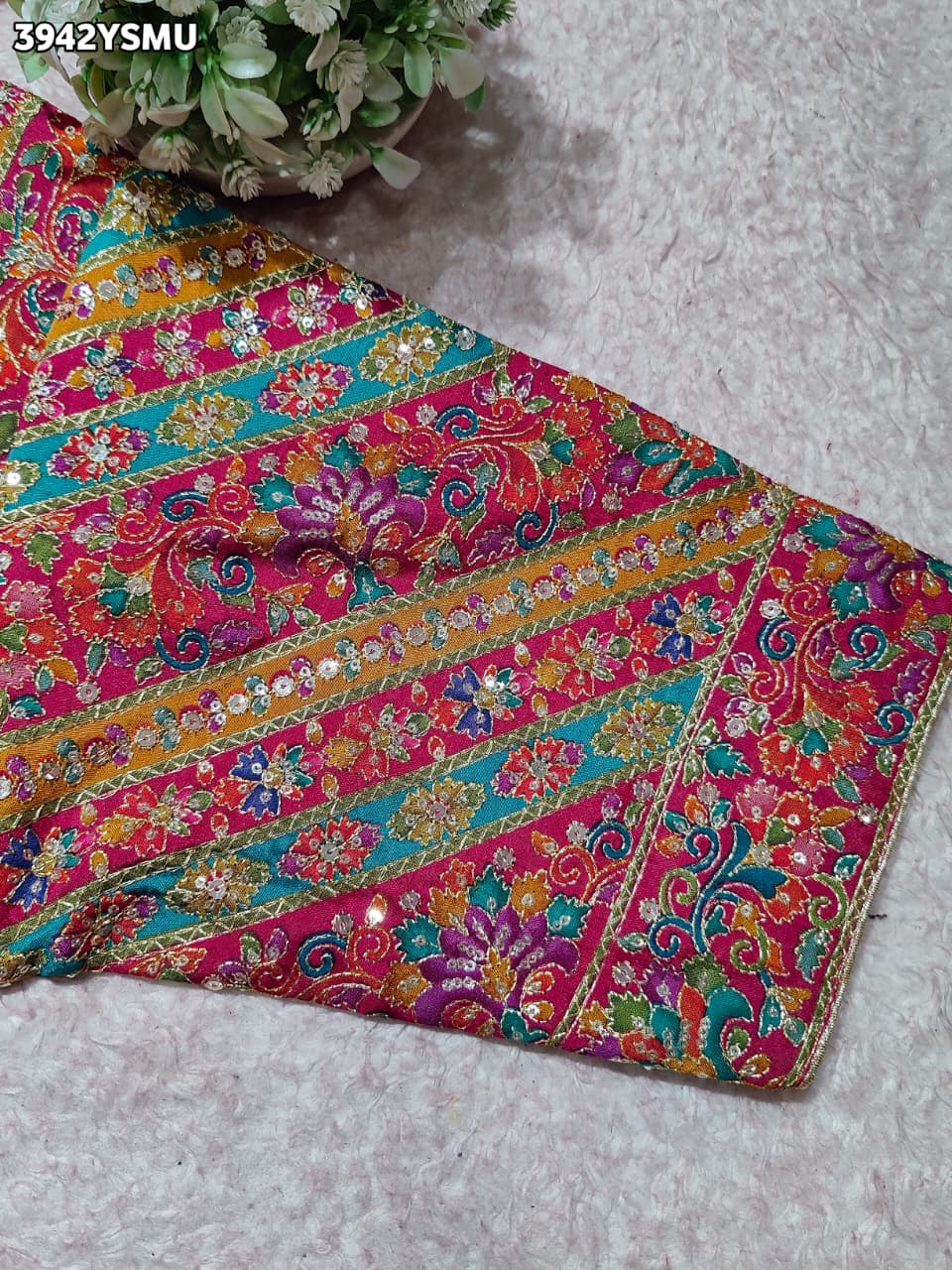Buy Silk Printed Blouse with Zari Work Kcpc
