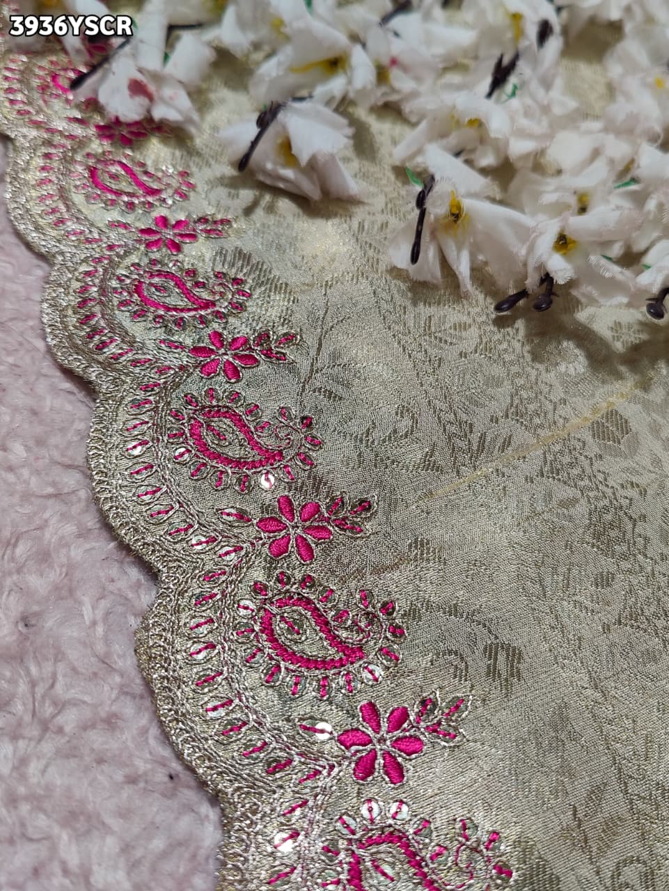 Buy Tissue Saree with Embroidery Detailing Kcpc