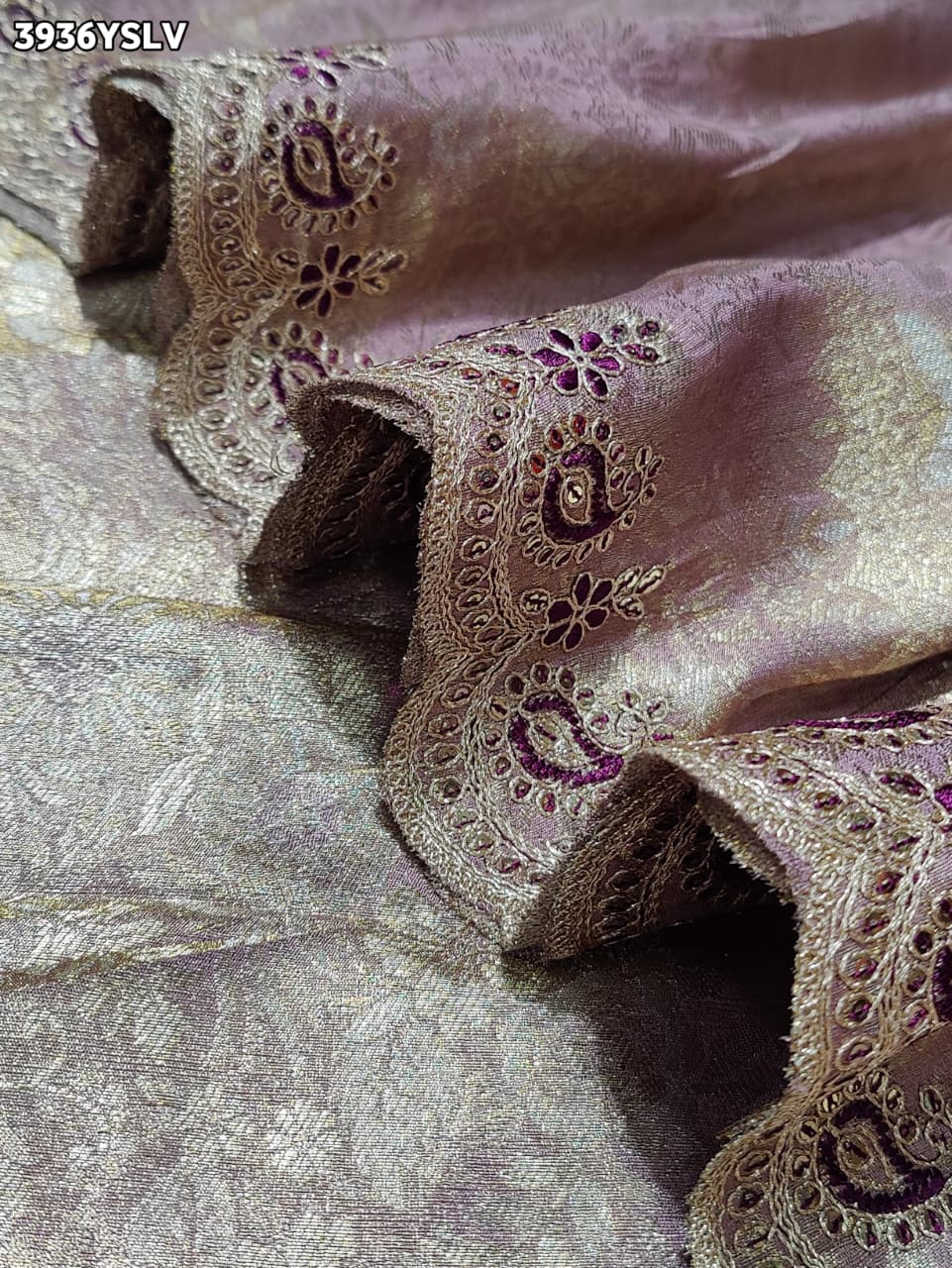 Buy Tissue Saree with Embroidery Detailing Kcpc