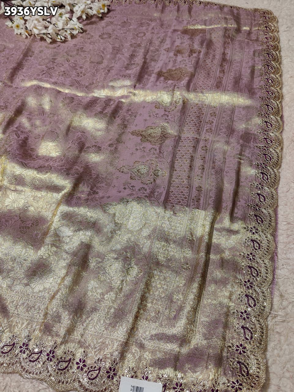 Buy Tissue Saree with Embroidery Detailing Kcpc