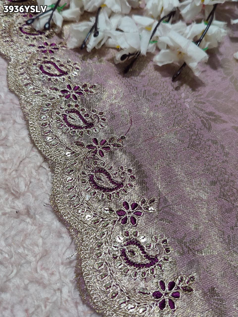 Buy Tissue Saree with Embroidery Detailing Kcpc