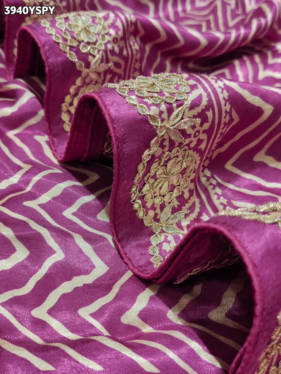 Buy Modal Silk Ajrakh Print Saree with Gota Patti WorkKcPc