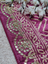 Buy Modal Silk Ajrakh Print Saree with Gota Patti WorkKcPc