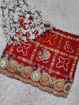KcPc Royal Gaji Silk Bandhani Pila Chunri with Fine Zardosi Work With Silver CoinsMNL