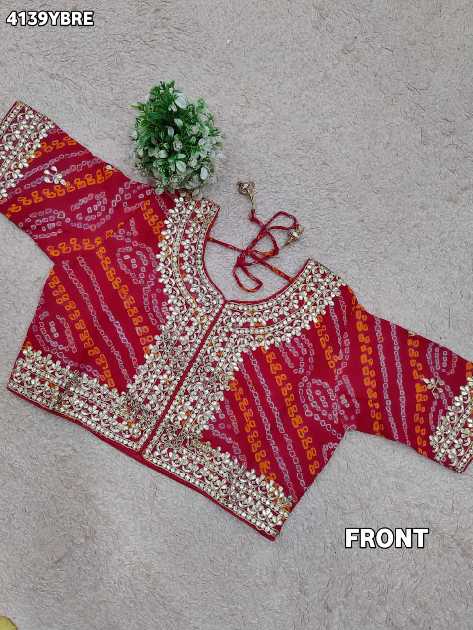 KcPc New Stylish Ojariya Blouse with Bandhani Pattern for Festive LookMEG