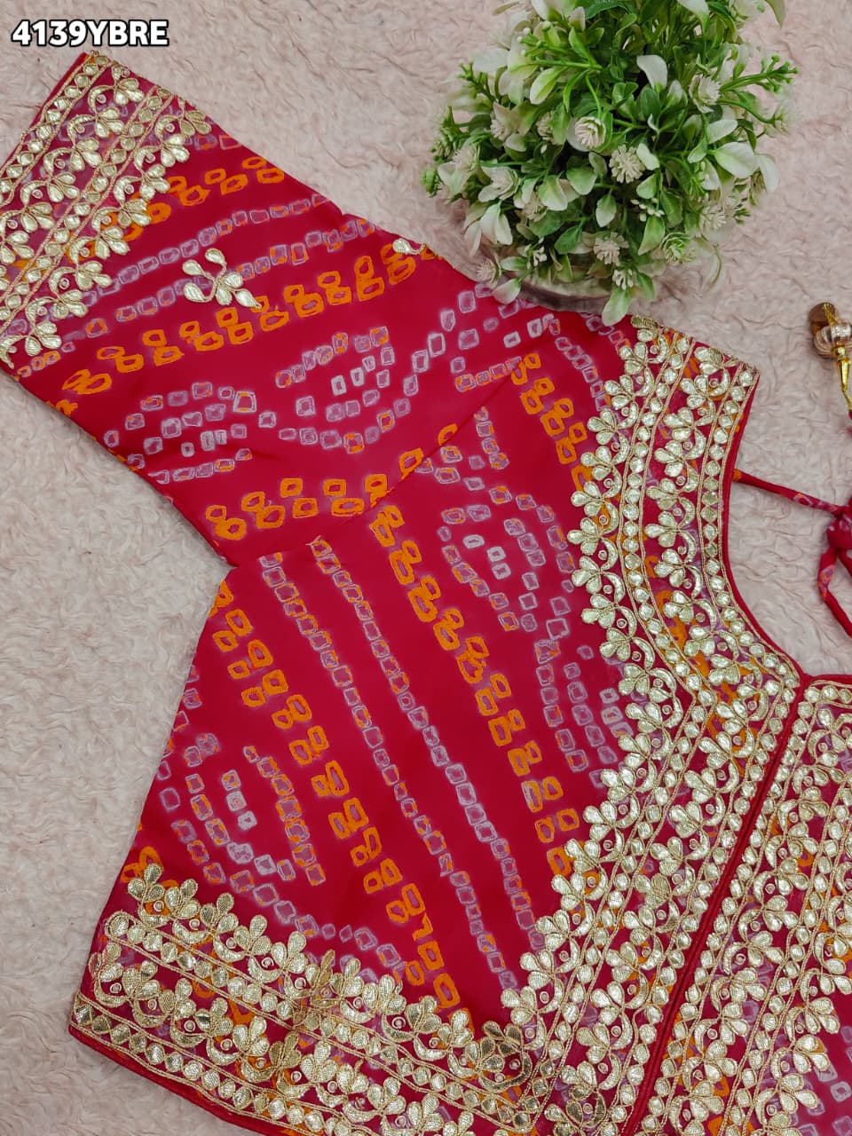KcPc New Stylish Ojariya Blouse with Bandhani Pattern for Festive LookMEG