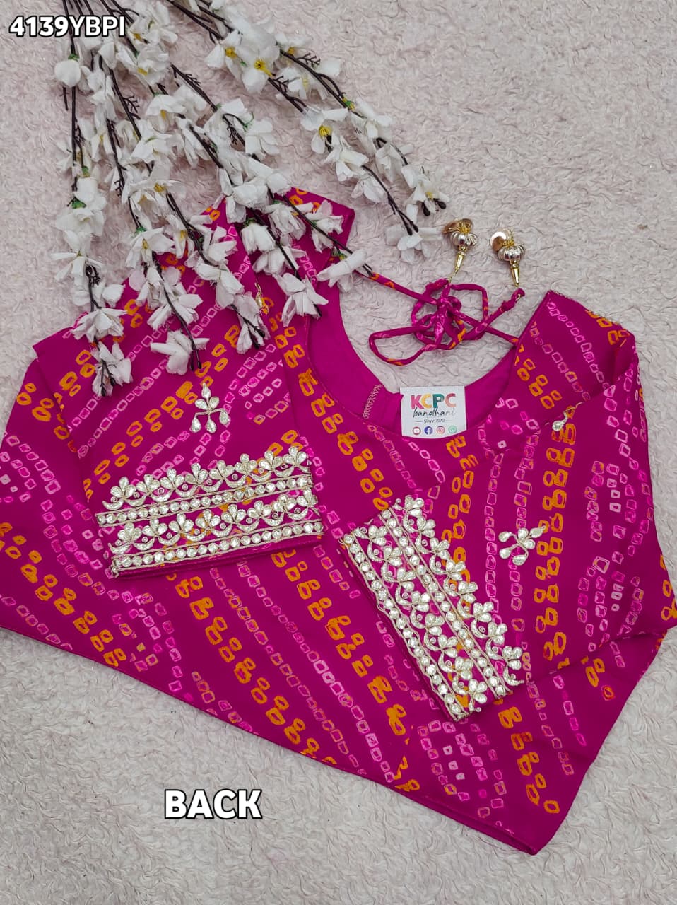 KcPc Bandhani Style Ojariya Blouse with Gota Patti WorkMEG