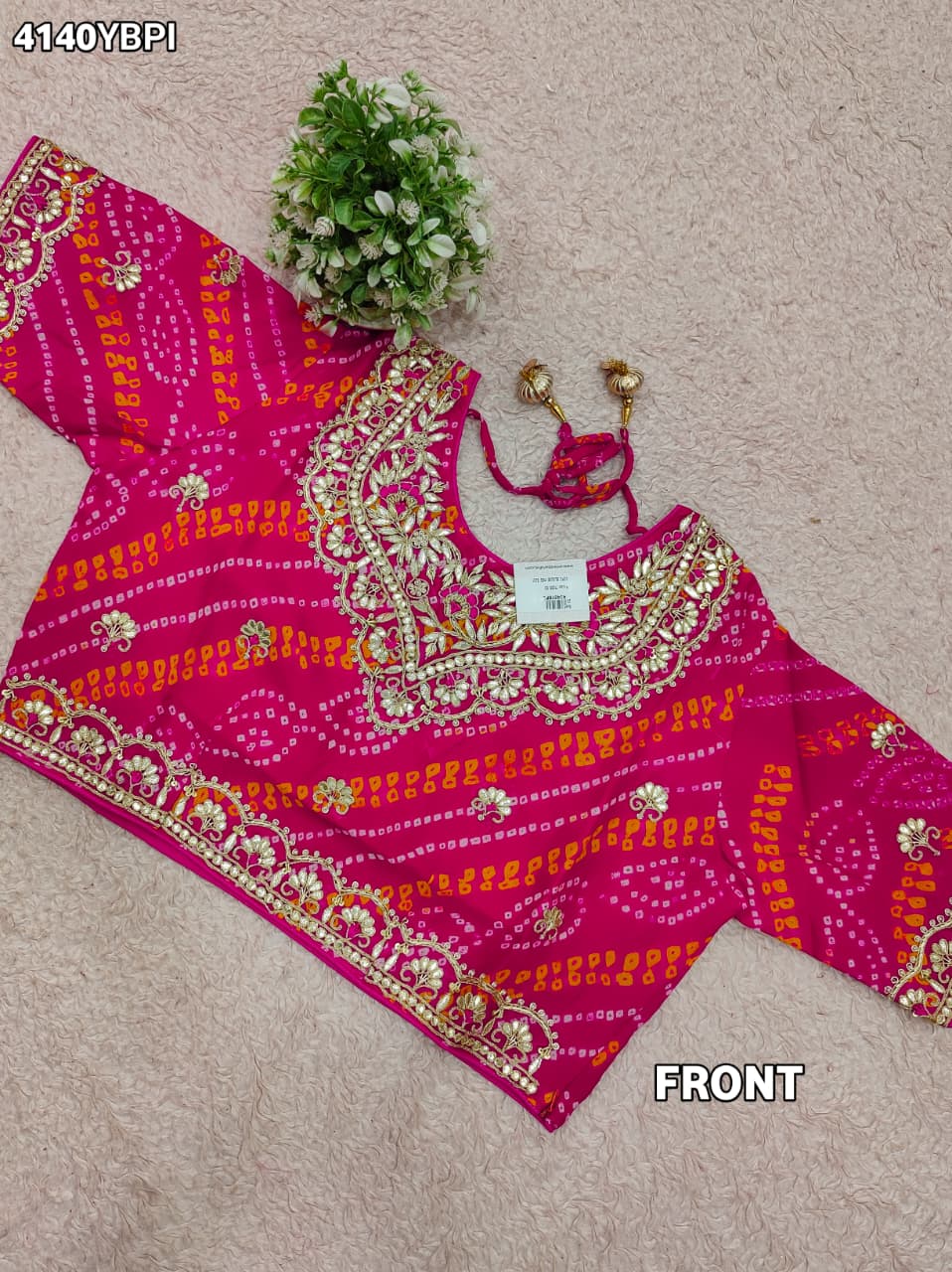 KcPc Royal Look Ojariya Blouse with Bandhani Pattern & Gota Patti WorkMEG