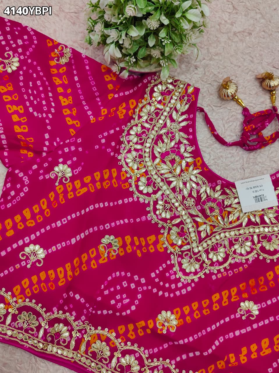 KcPc Royal Look Ojariya Blouse with Bandhani Pattern & Gota Patti WorkMEG