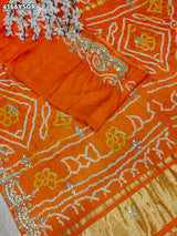 Buy Gaji Silk Saree With Bandhani Style Gota Patti Work KcPc