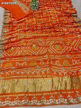 Buy Gaji Silk Saree With Bandhani Style Gota Patti Work KcPc