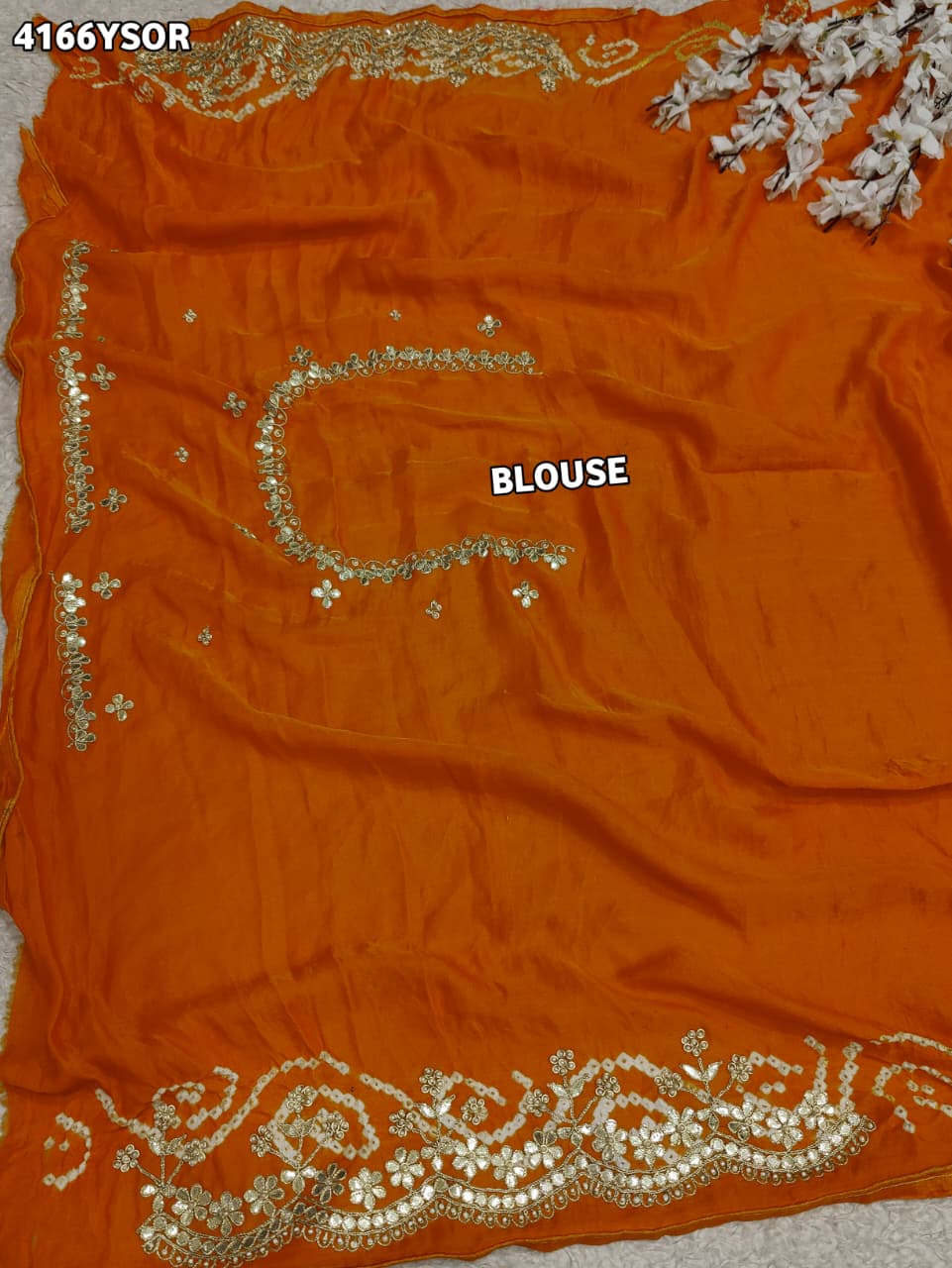 Buy Gaji Silk Saree With Bandhani Style Gota Patti Work KcPc