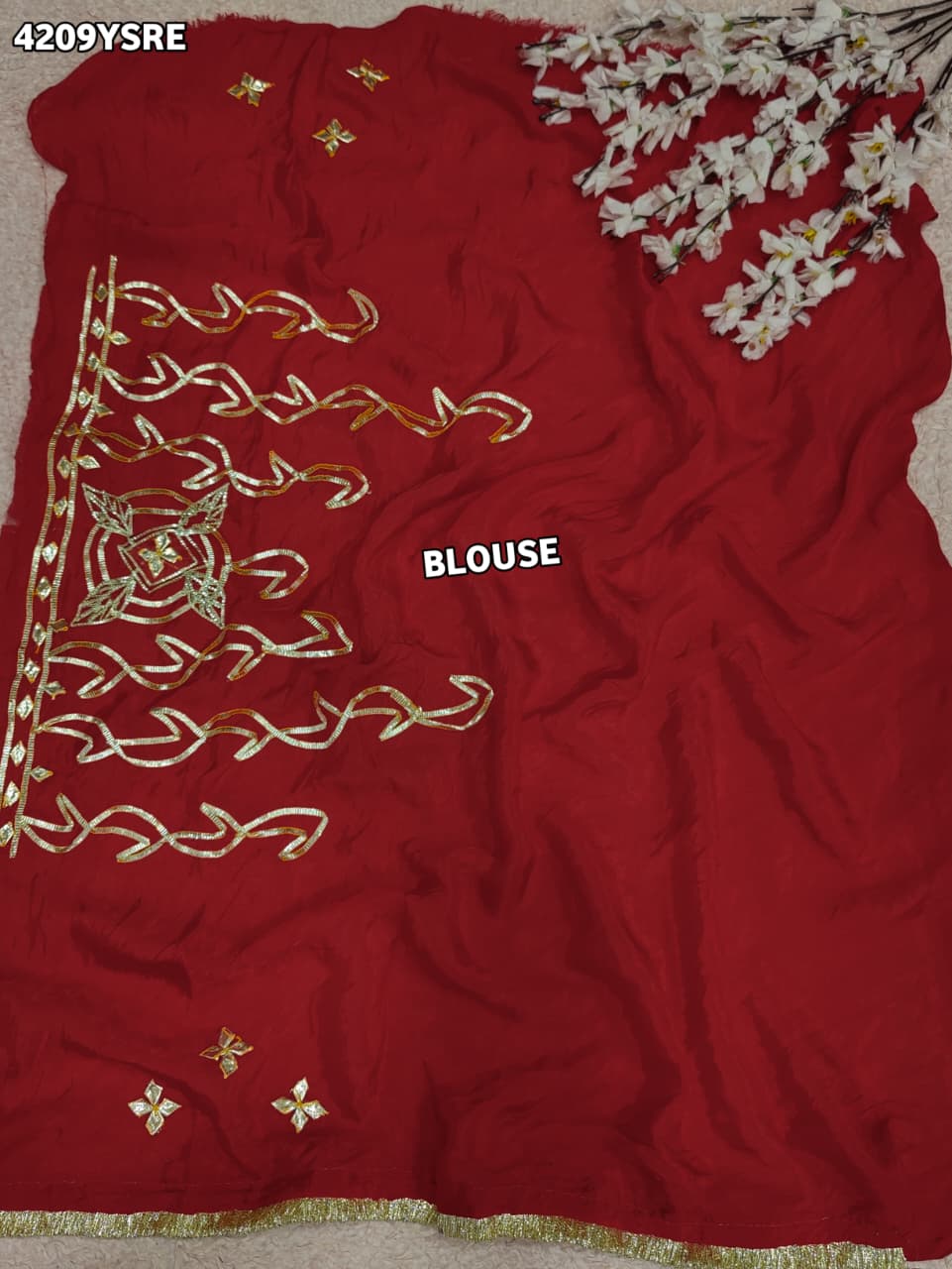 KcPc Premium Chinon Silk Saree with Beautiful Gota Patti Detailing MAD
