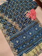 Buy Gaji Silk Saree Bandhani Style with Gotapatti Work