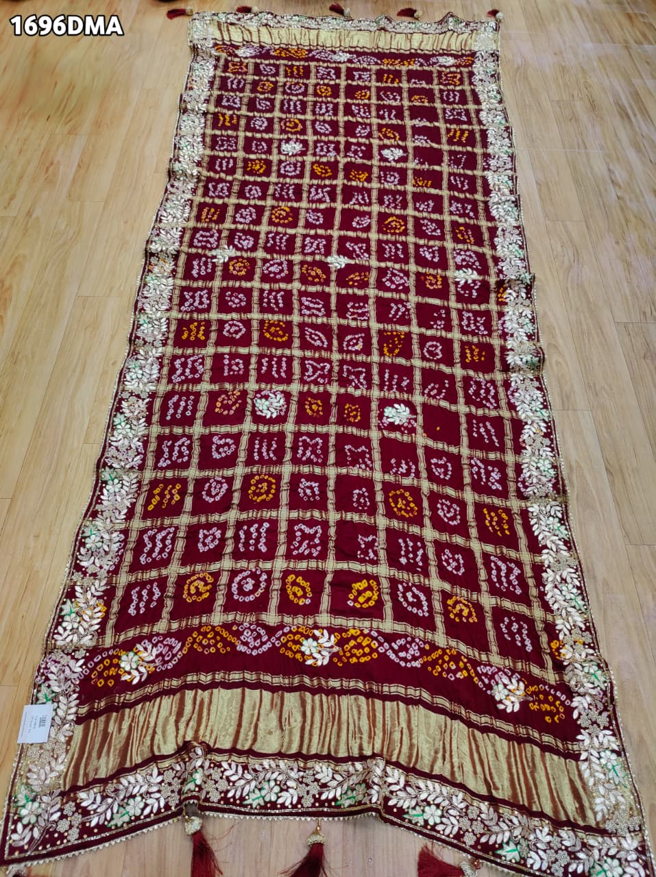 KcPc Royal Look Pure Gaji Silk Dupatta with Ghatchola Bandhej & Gota Patti Work