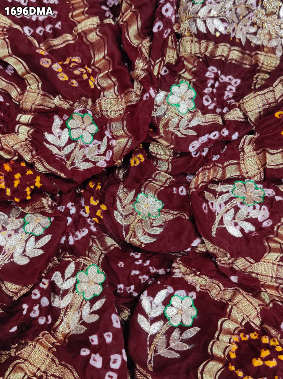 KcPc Royal Look Pure Gaji Silk Dupatta with Ghatchola Bandhej & Gota Patti Work