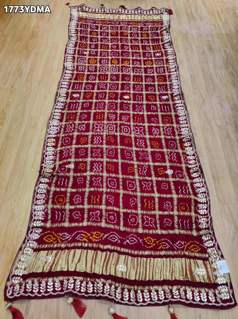 KcPc Pure Gaji Silk Bandhani Dupatta with Hand Gota Patti WorkAMT