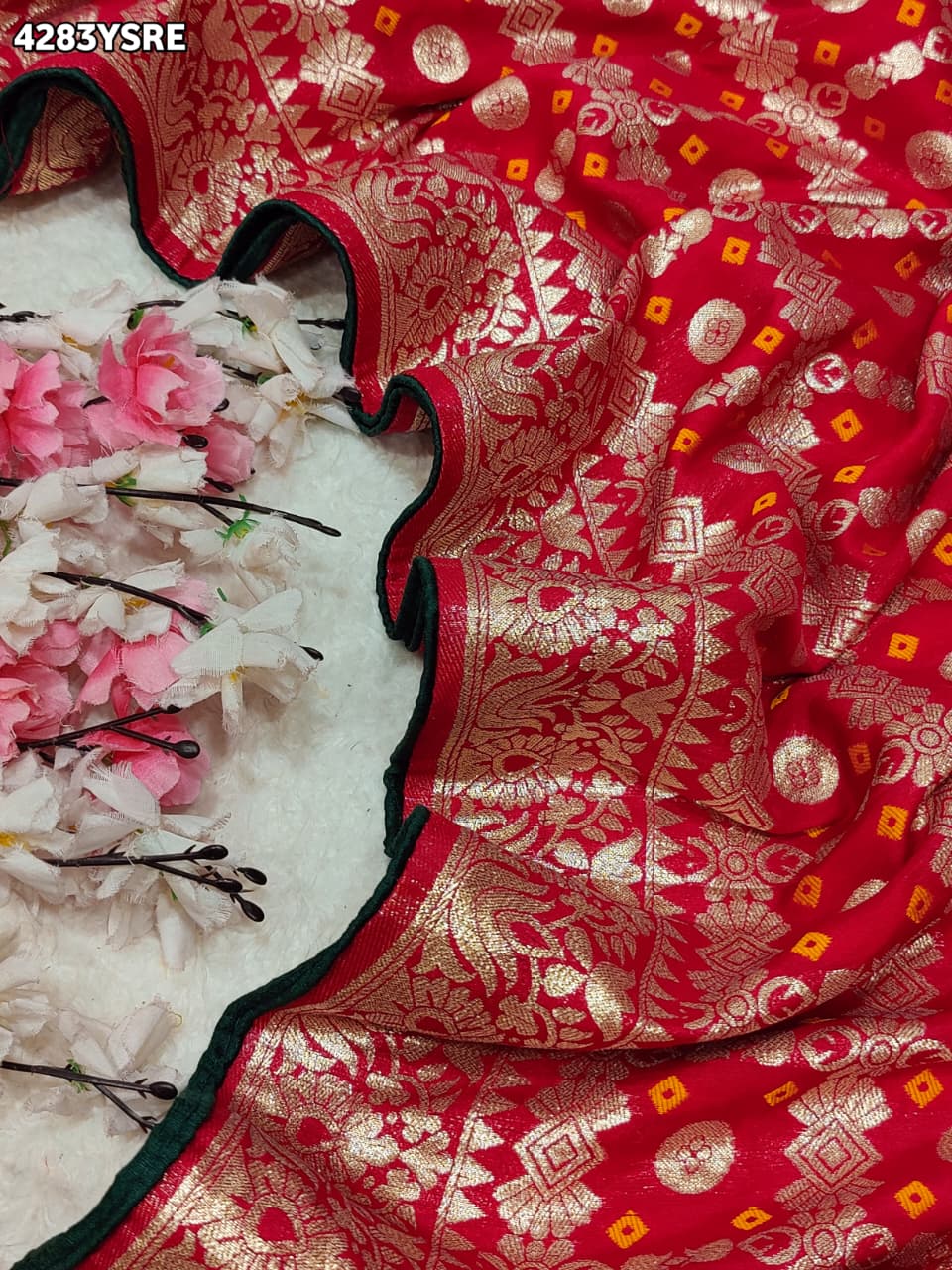 Buy Dola Silk With Bandhani StyleSareeKcPc