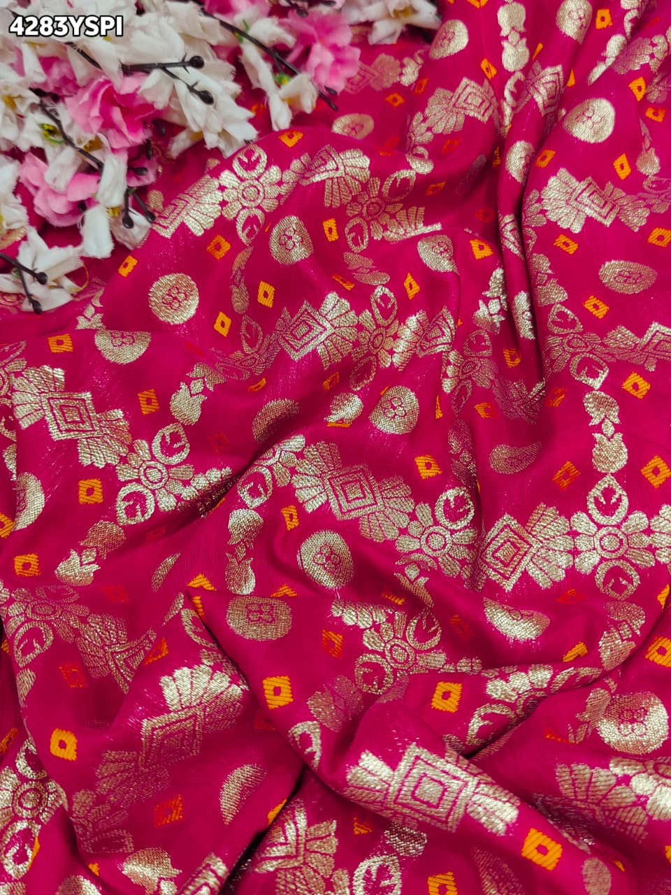 Buy Dola Silk With Bandhani StyleSareeKcPc