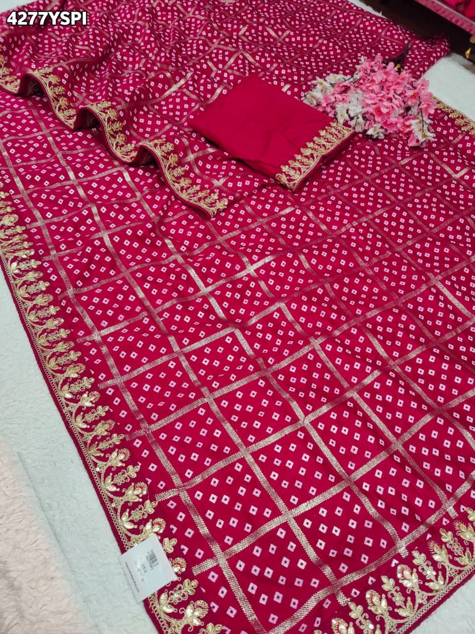 Buy Dola Silk With Bandhani StyleSareeKcPc