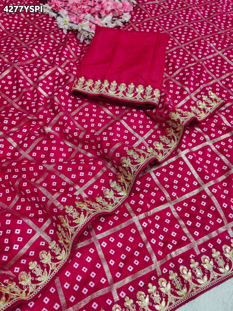 Buy Dola Silk With Bandhani StyleSareeKcPc