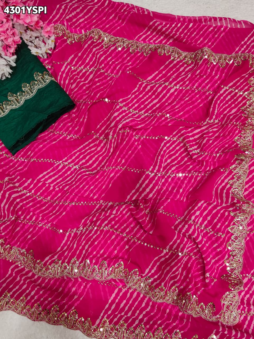 Buy Georgette Saree With Leheriya Style KcPc
