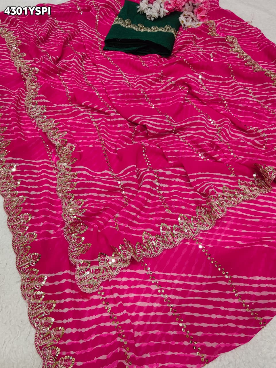 Buy Georgette Saree With Leheriya Style KcPc