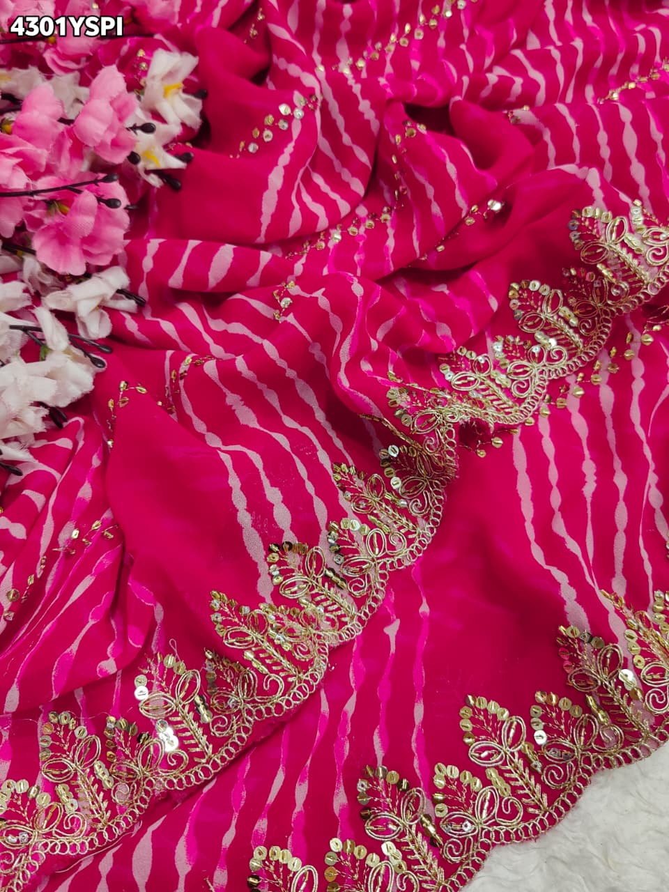 Buy Georgette Saree With Leheriya Style KcPc