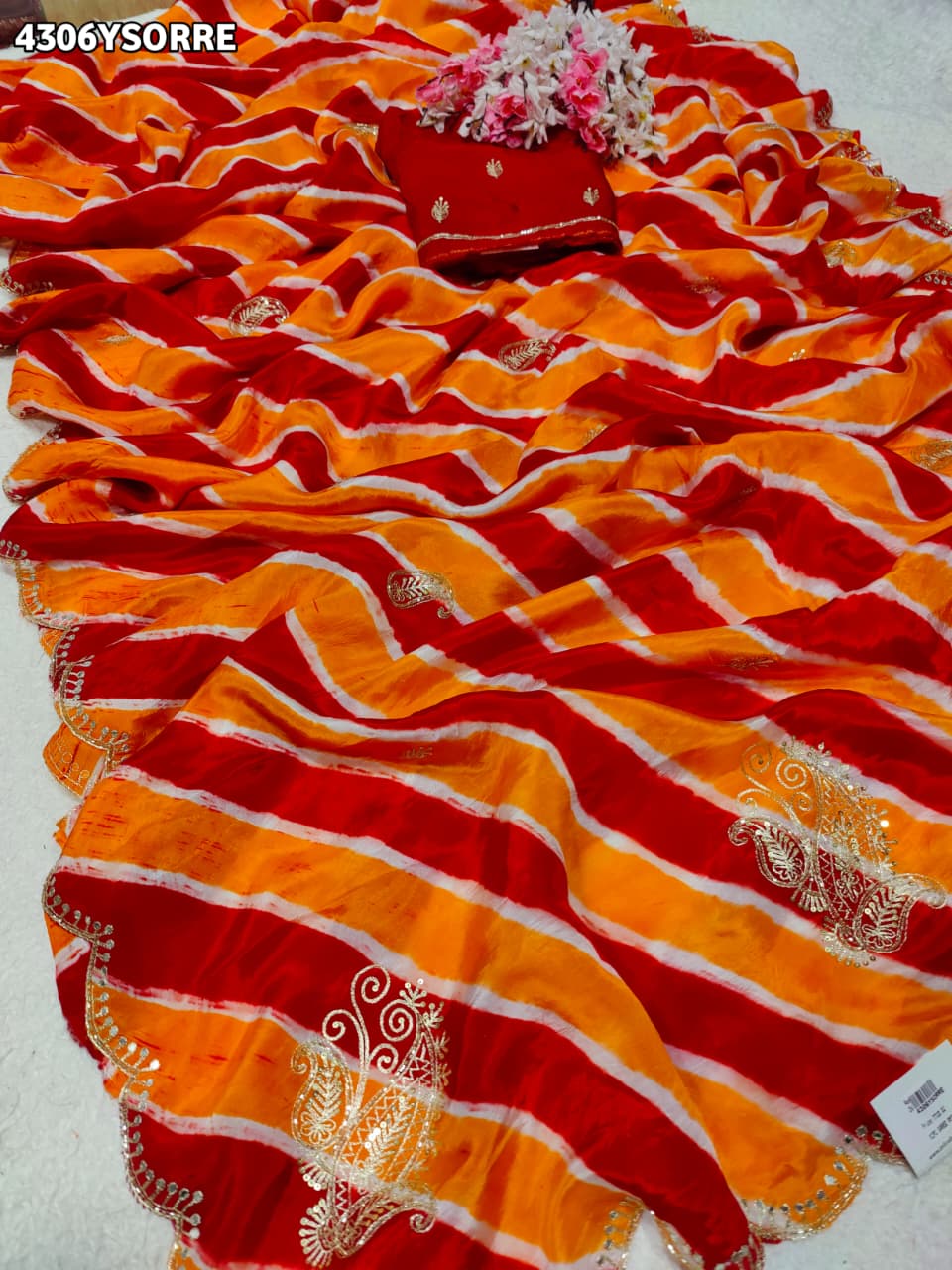 Buy HO Silk With Leheriya Style Saree KcPc