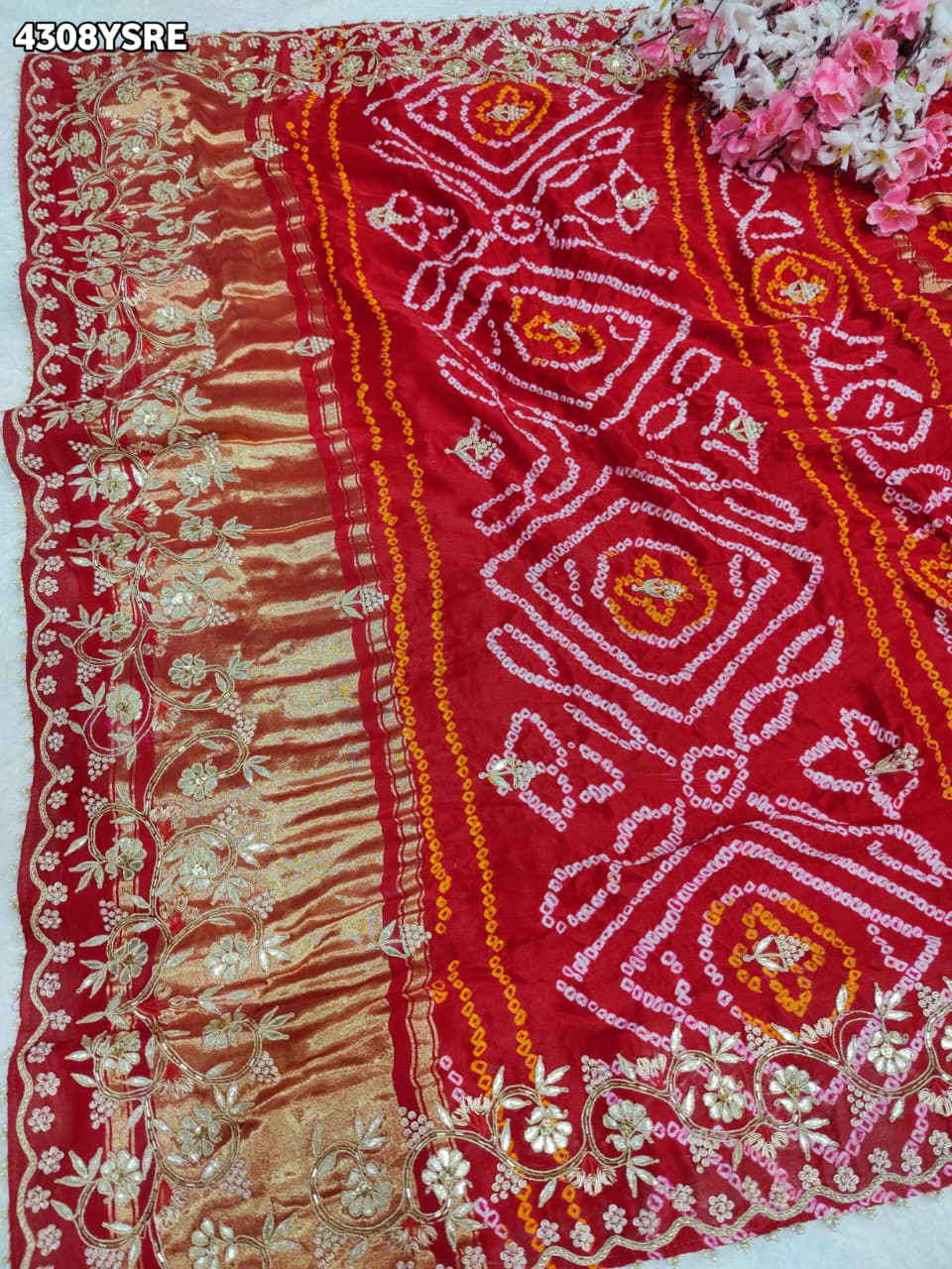 Buy Gaji Silk Bandhani Style Saree KcPc