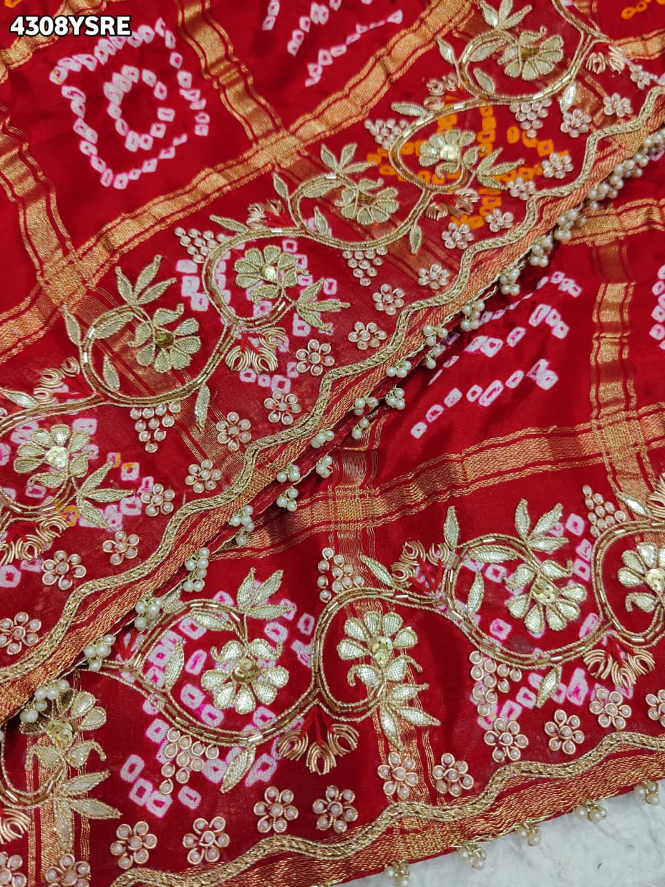 Buy Gaji Silk Bandhani Style Saree KcPc