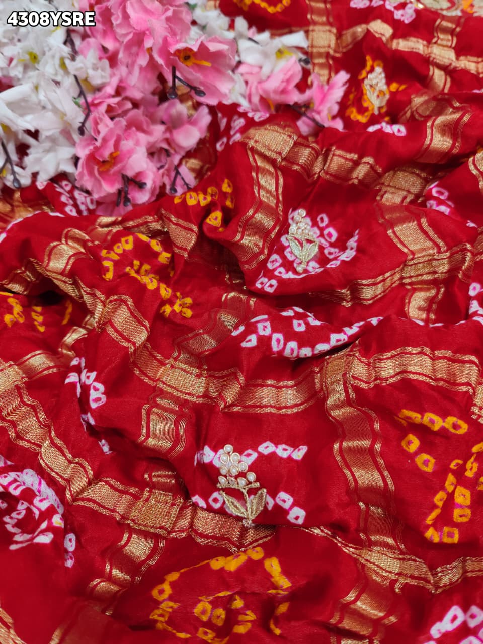 Buy Gaji Silk Bandhani Style Saree KcPc