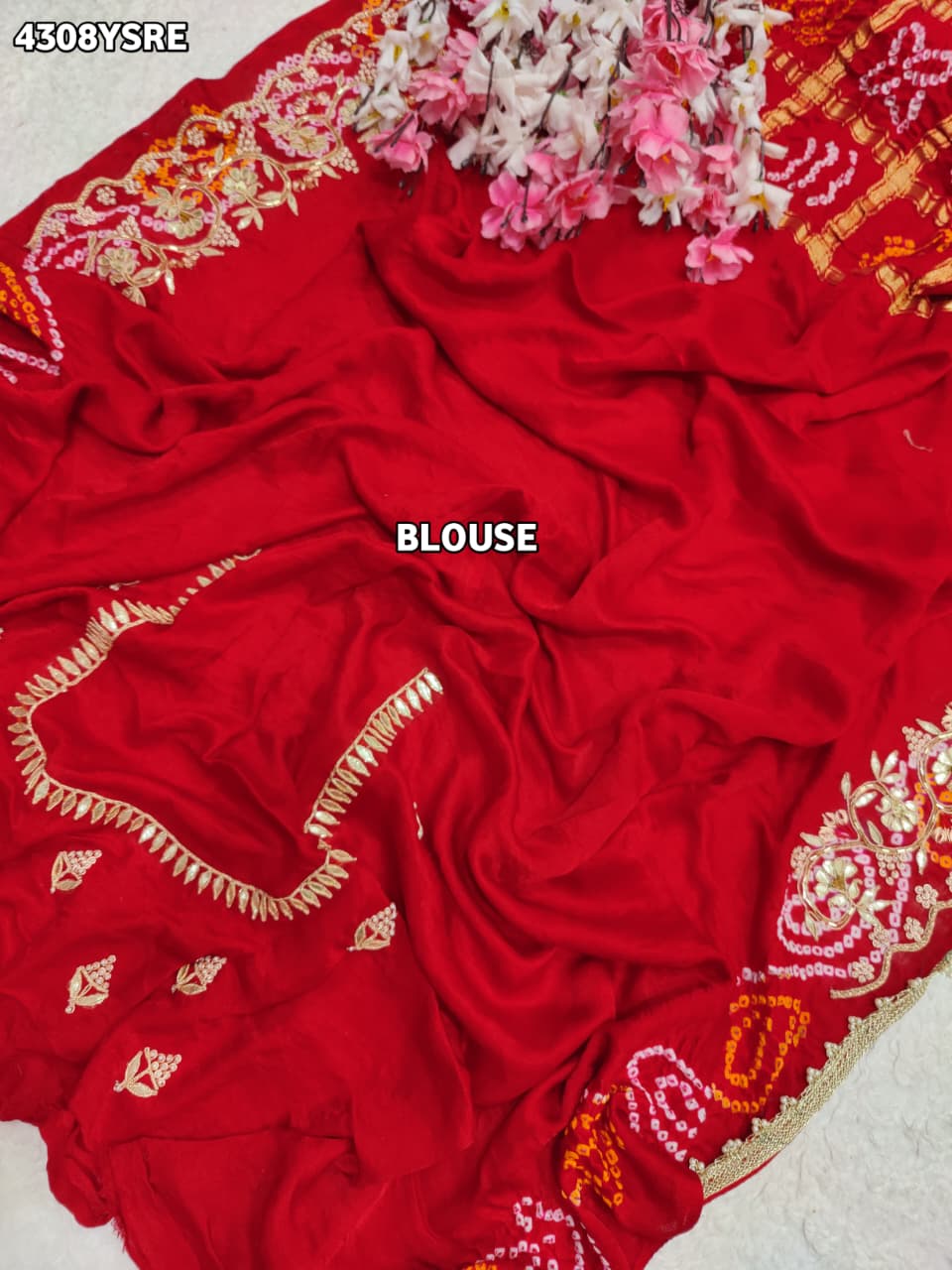 Buy Gaji Silk Bandhani Style Saree KcPc
