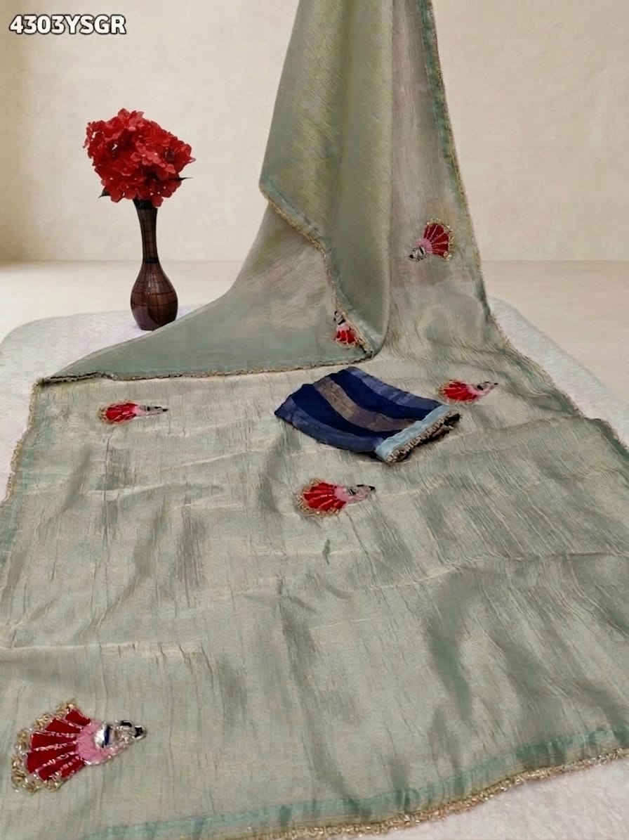KcPc Tissue Silk Panihari Style Saree with Kashisda Cutdana Work MAD