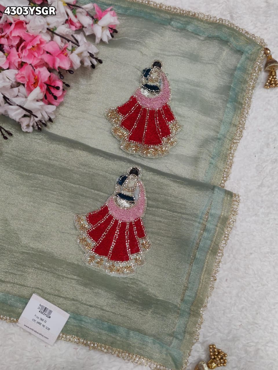 KcPc Tissue Silk Panihari Style Saree with Kashisda Cutdana Work MAD