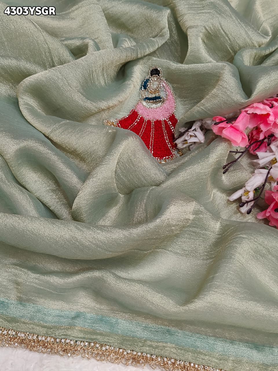 KcPc Tissue Silk Panihari Style Saree with Kashisda Cutdana Work MAD
