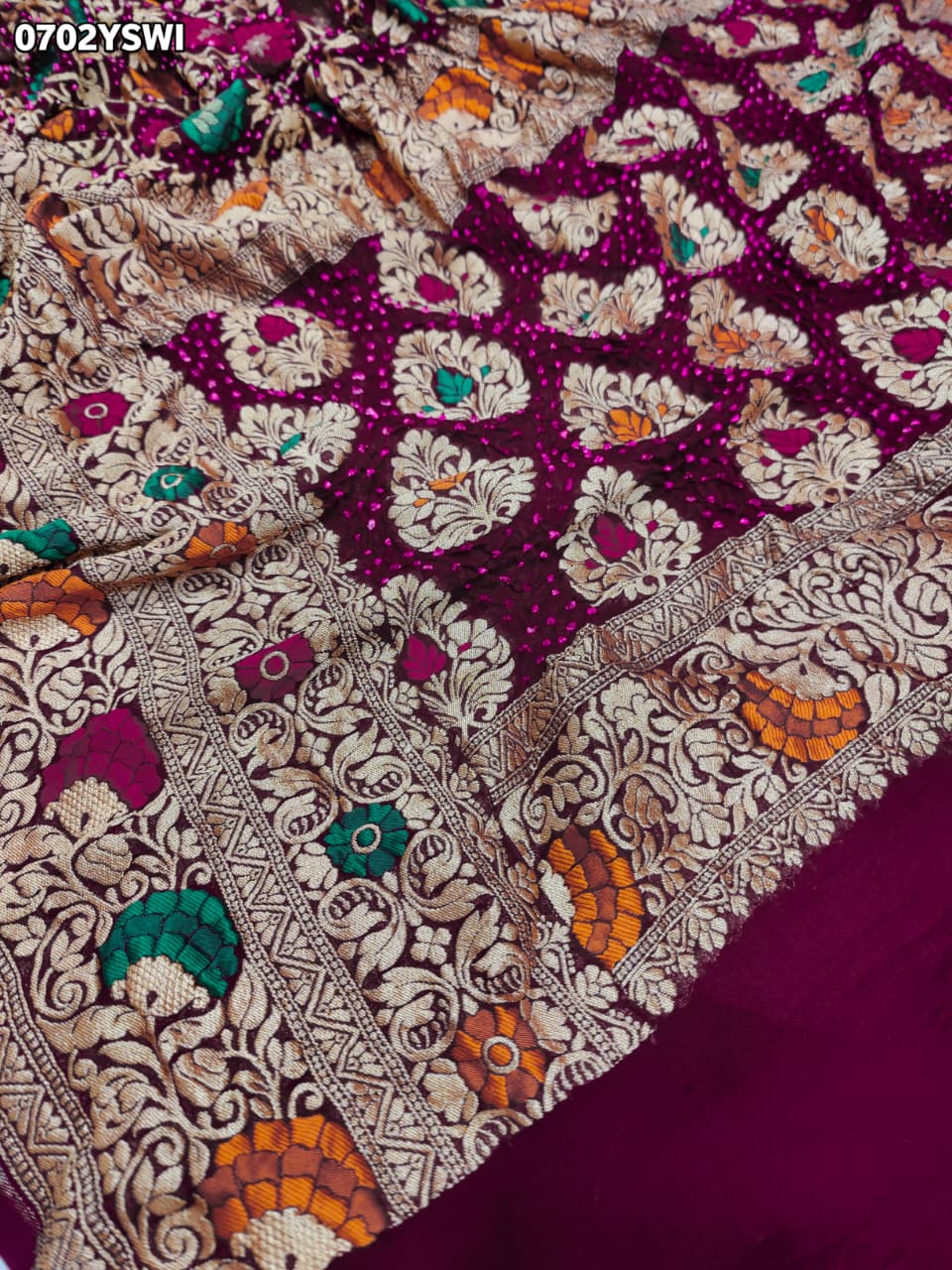 KcPc Pure Khaddi Georgette Saree with Royal Meenakari