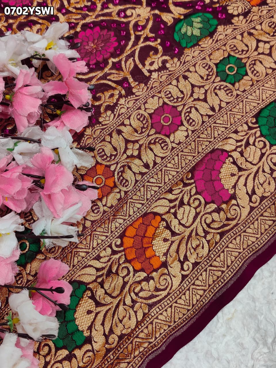 KcPc Pure Khaddi Georgette Saree with Royal Meenakari