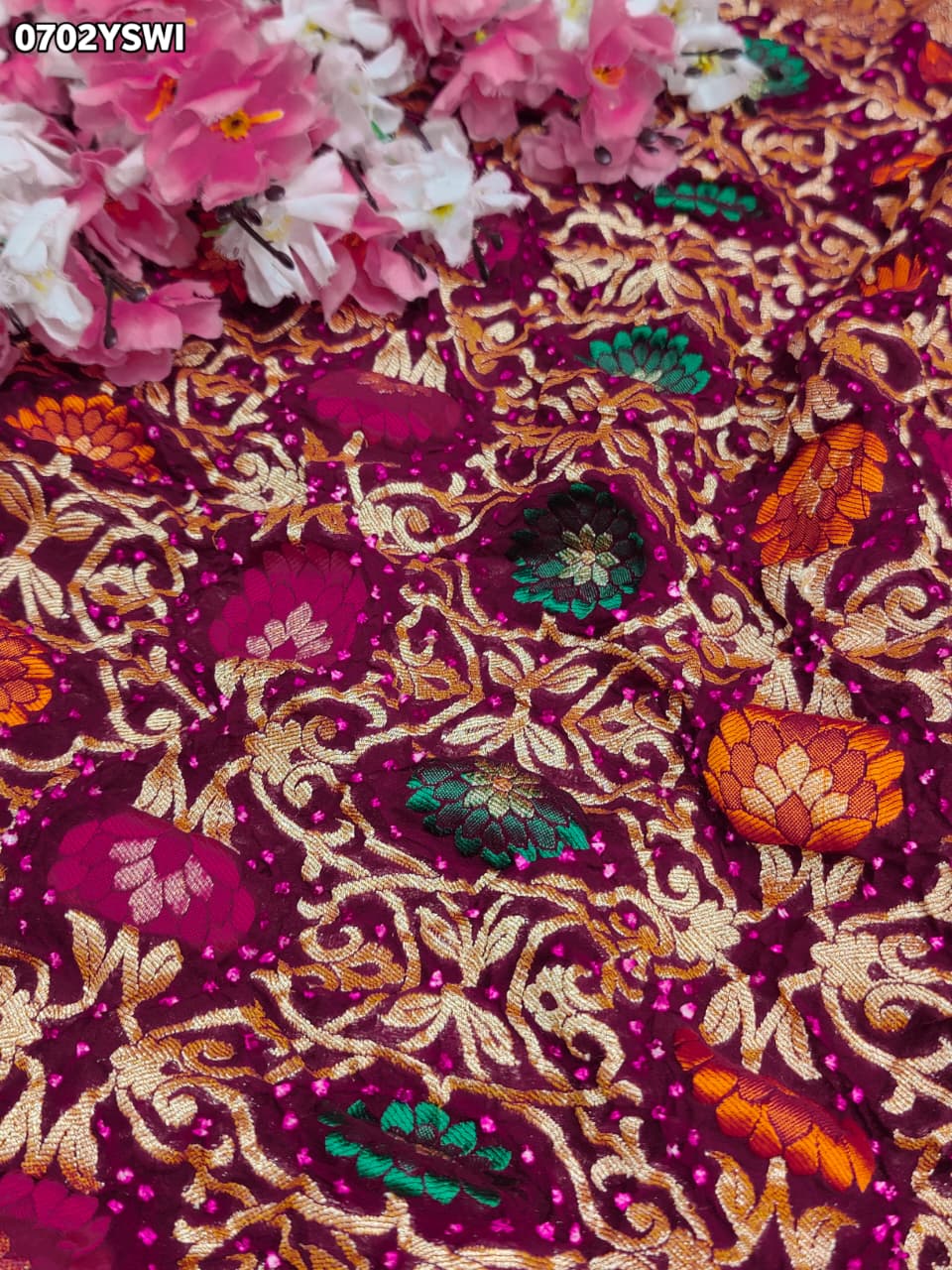 KcPc Pure Khaddi Georgette Saree with Royal Meenakari