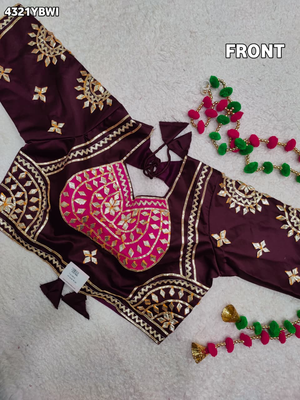 KcPc New Designer Gaji Silk Blouse with Elegant Gota Patti Work Blouse PRD