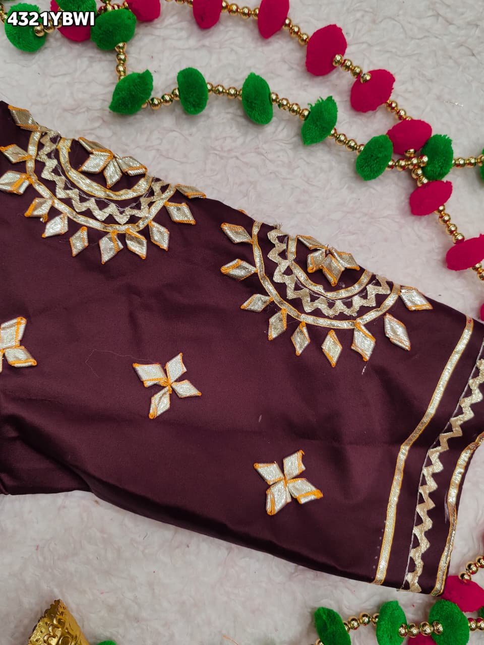 KcPc New Designer Gaji Silk Blouse with Elegant Gota Patti Work Blouse PRD