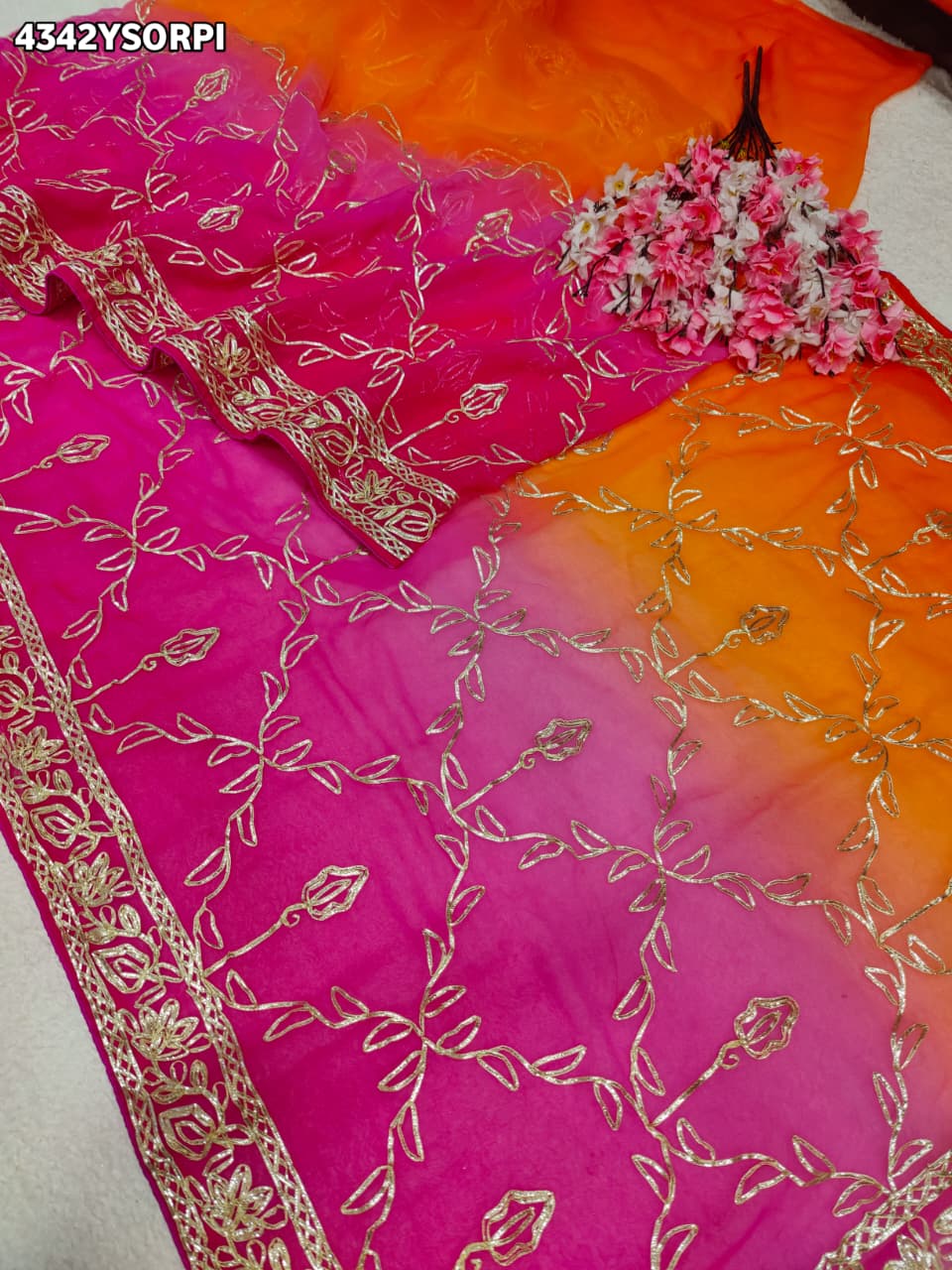 Buy Chiffon Saree With Gota Patti Work KcPc