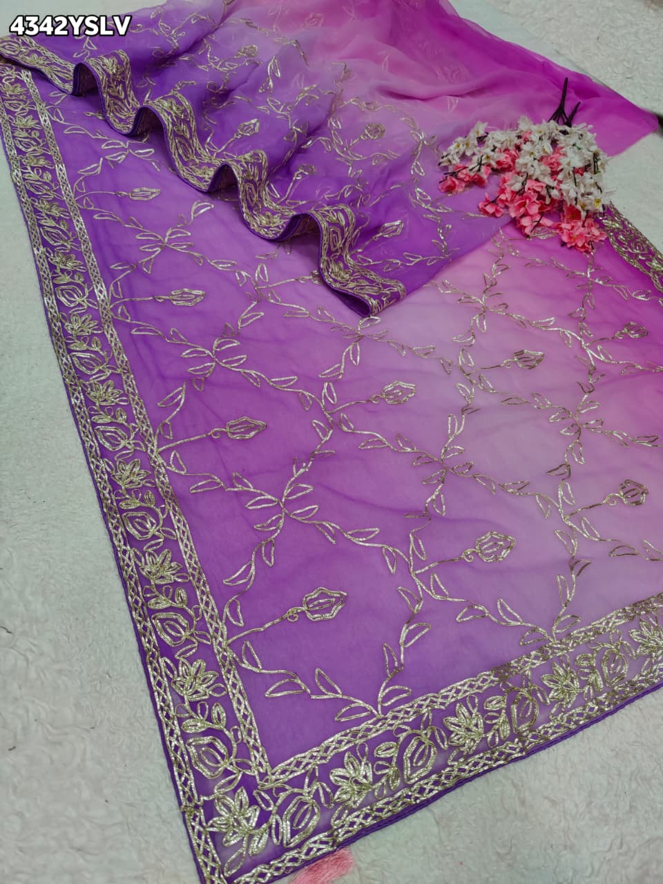 Buy Chiffon Saree With Gota Patti Work KcPc