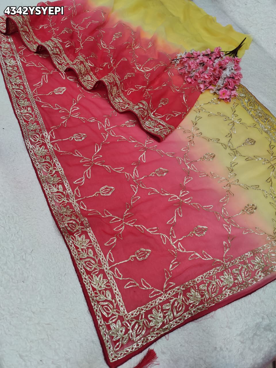 Buy Chiffon Saree With Gota Patti Work KcPc