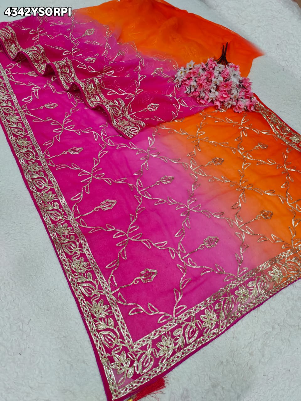 Buy Chiffon Saree With Gota Patti Work KcPc
