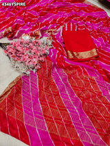 KcPc Beautiful Traditional Chinon Saree with Rich Zari Border FinishSFS