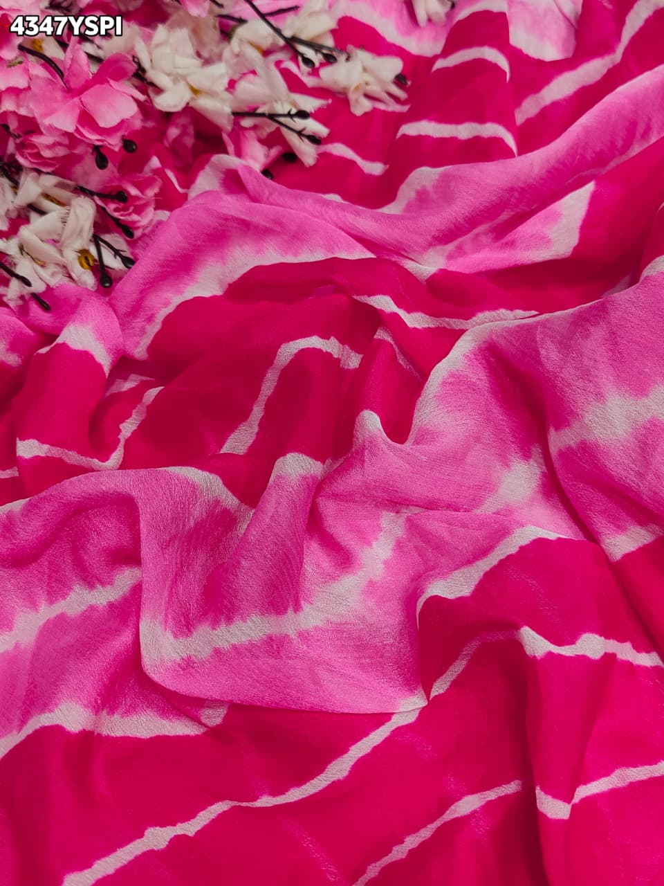 KcPc Premium Chiffon Leheriya Saree Designed with Traditional Gotapatti HandworkSFS