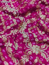 Buy Traditional Khaddi Georgette Bandhani Saree with Cutdana White Beads Work