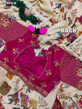 KcPc New Premium Kalamkari Style Saree Crafted with Beautiful Cutdana Detailing